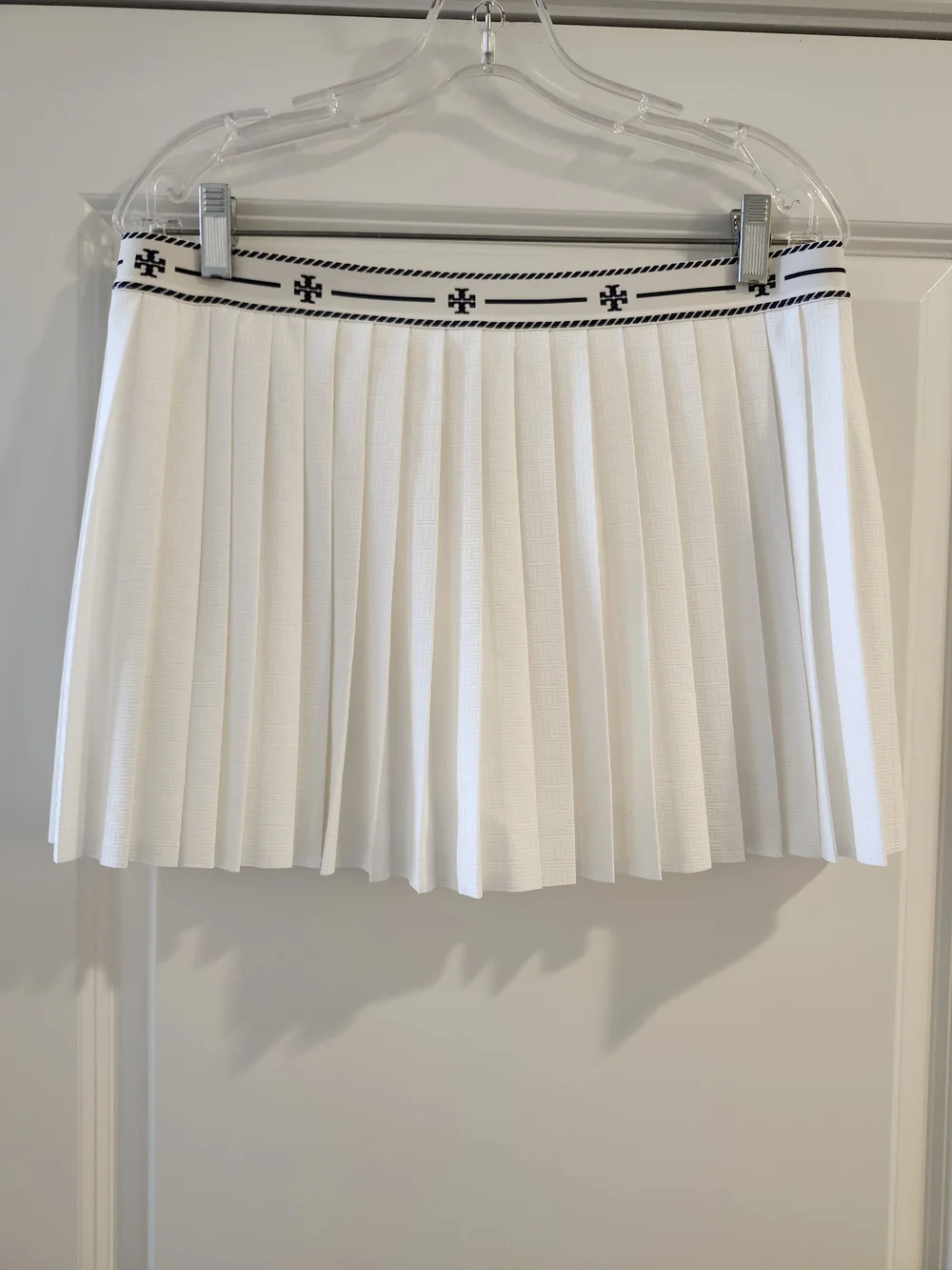 NWT Tory Burch Pleated Jacquard Overlay Skort Snow White L $178